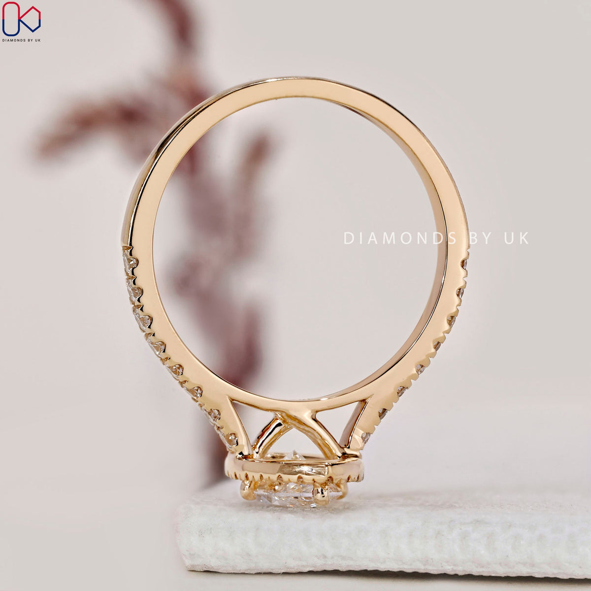 Marquise Diamond Engagement Ring With Halo Setting