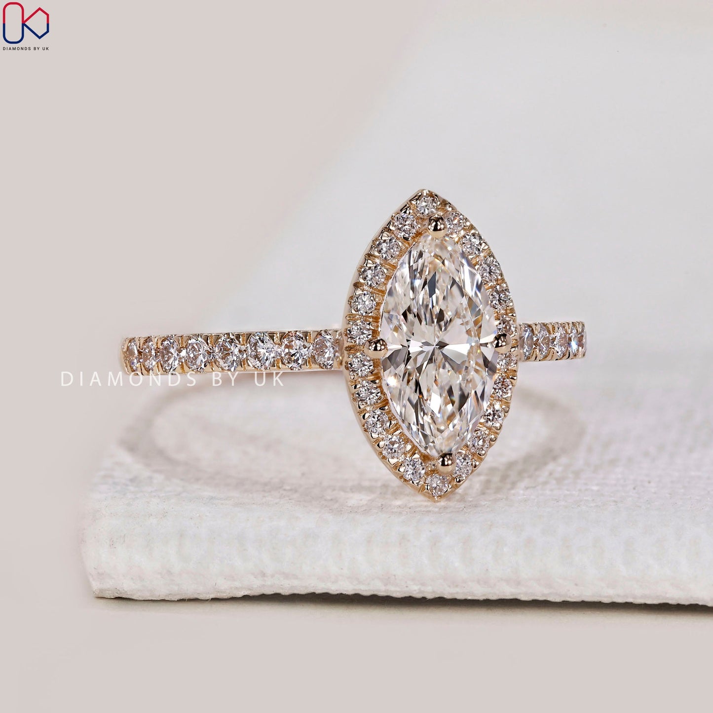 Marquise Diamond Engagement Ring With Halo Setting