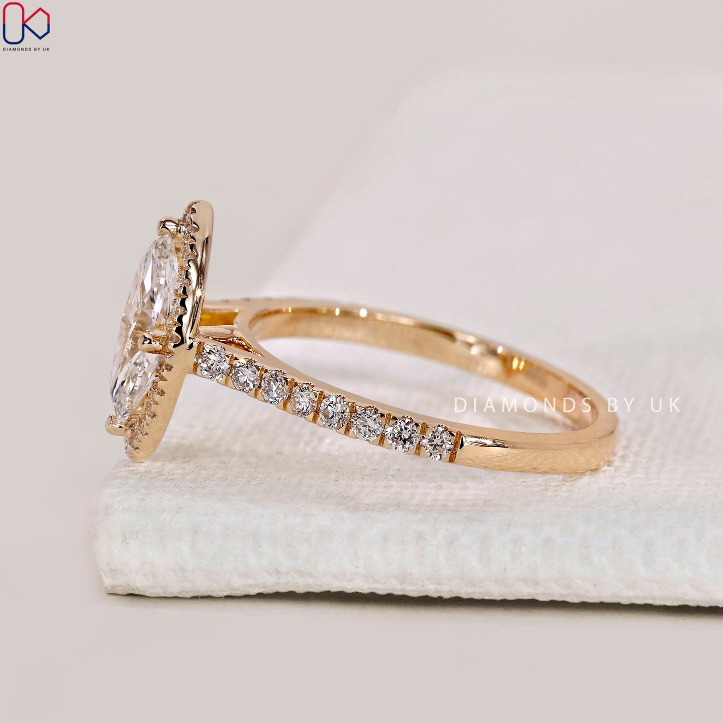 Marquise Diamond Engagement Ring With Halo Setting