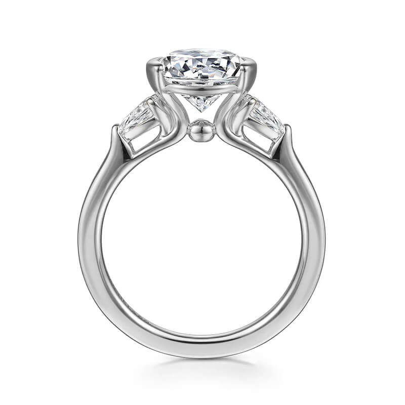 Half Bezel Moissanite Three Stone Engagement Ring
