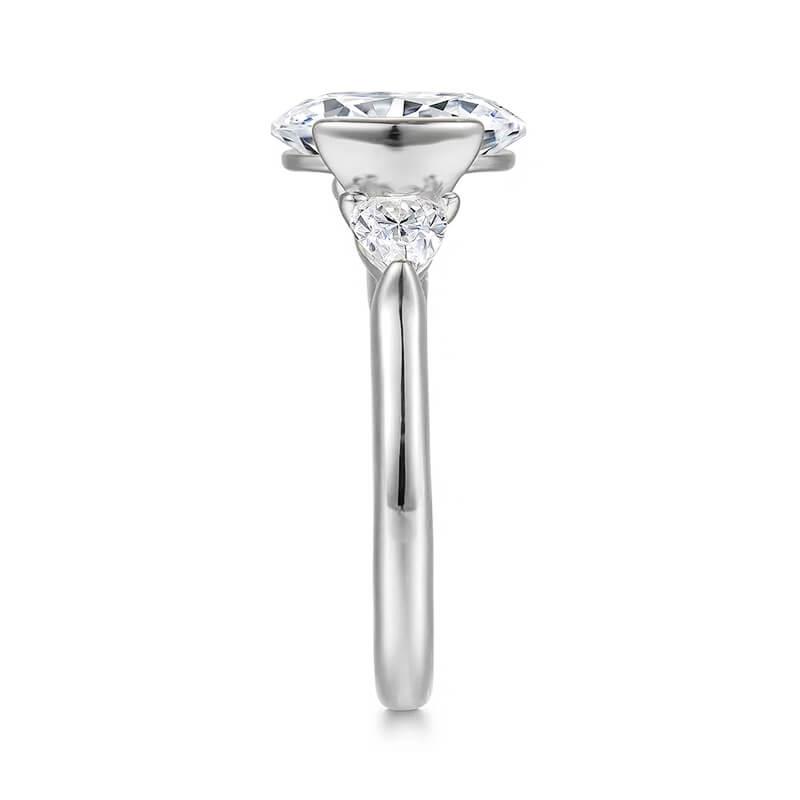 Half Bezel Moissanite Three Stone Engagement Ring