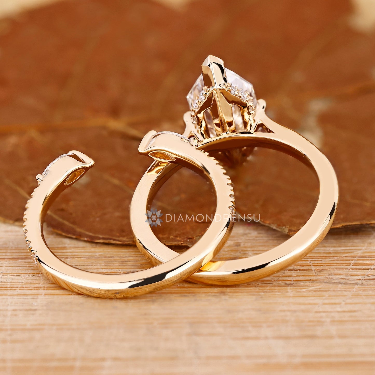 Dutch Marquise Wedding Ring with Marquise and Round Half Eternity Band