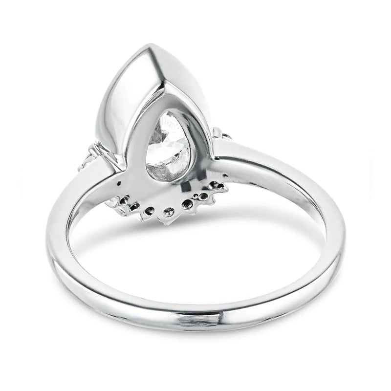 Half Halo Pear Moissanite Bezel Set Engagement Ring