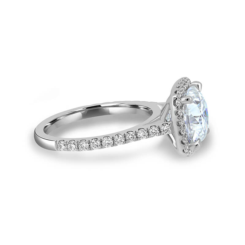 Halo Cushion Cut Simulated Diamond Pave Engagement Ring