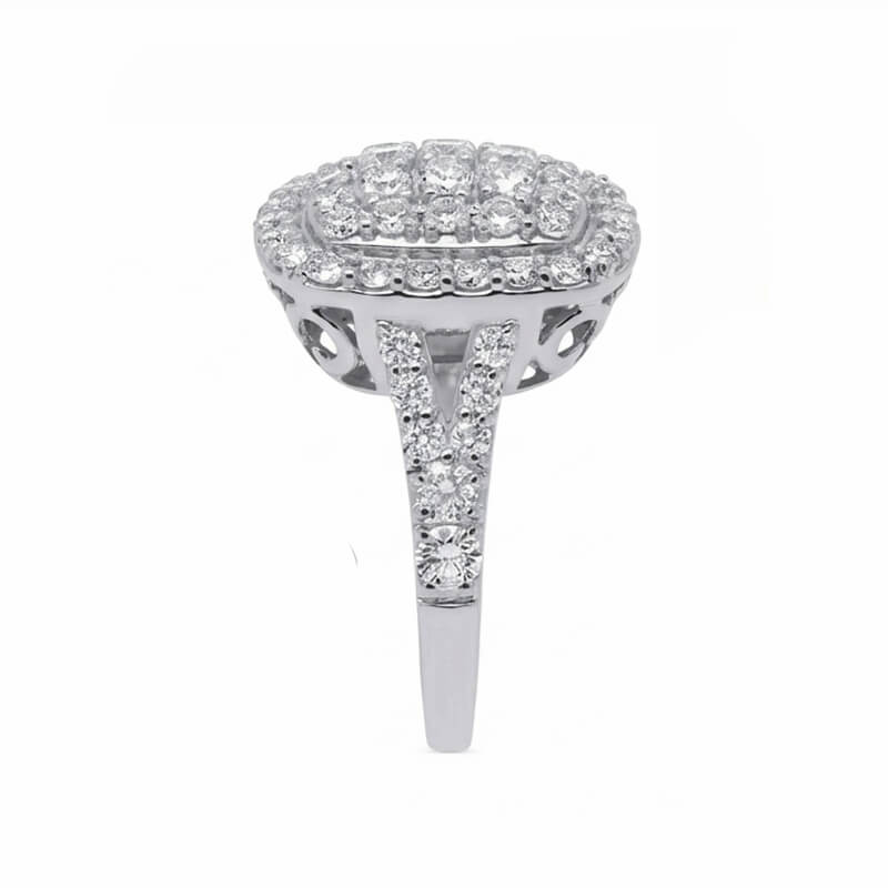 Halo Cushion Shape Cluster Moissanite Split Shank Engagement Ring