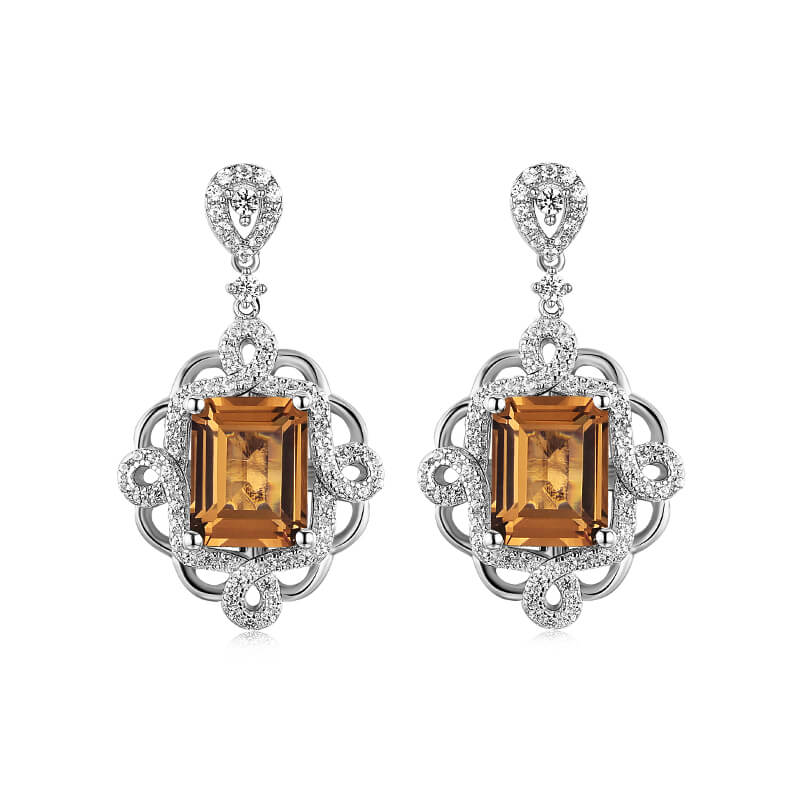 Halo Emerald-Cut Zultanite Diaspore Drop Earrings In Sterling Silver