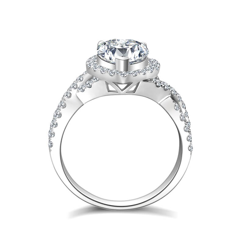 Halo Heart Moissanite Twisted Pave Engagement Ring
