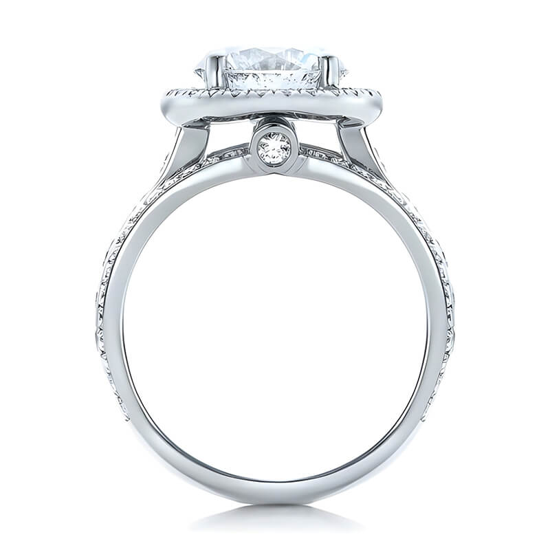 Halo Moissanite Graduated Triple Row Pave Engagement Ring