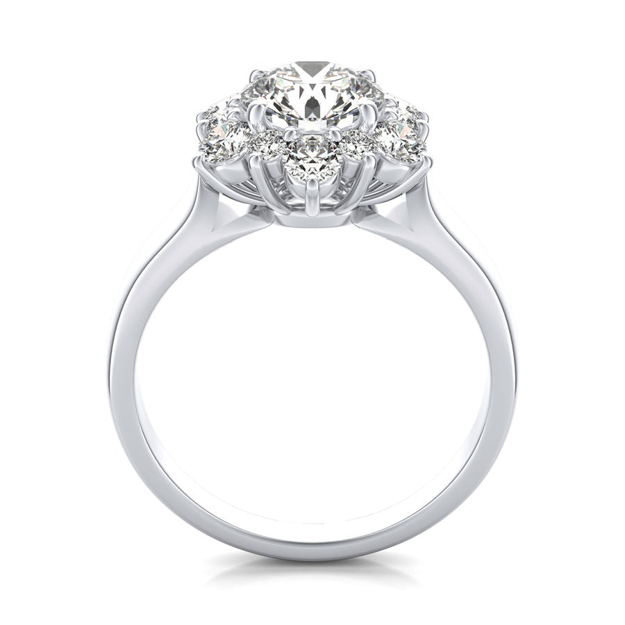 Halo Moissanite With Floral Accents Engagement Ring
