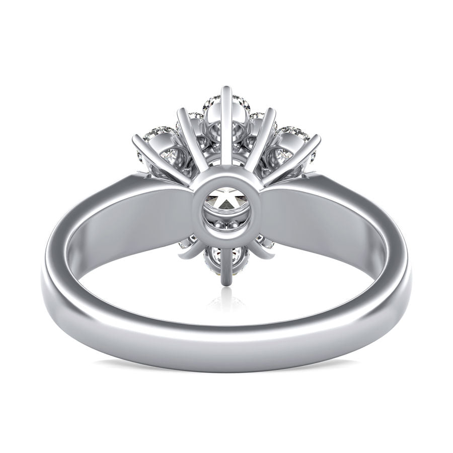 Halo Moissanite With Floral Accents Engagement Ring