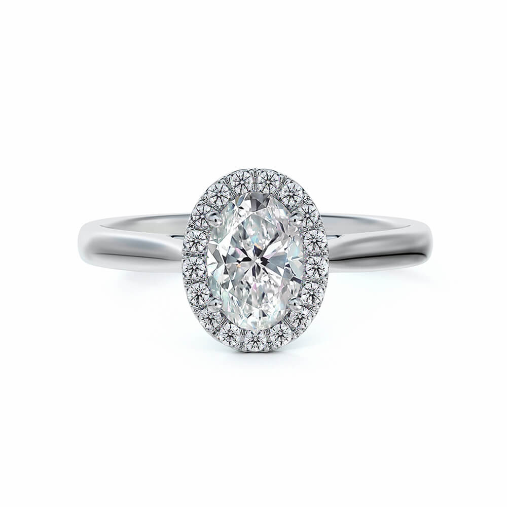 Halo Oval Cut Moissanite Gold Engagement Ring