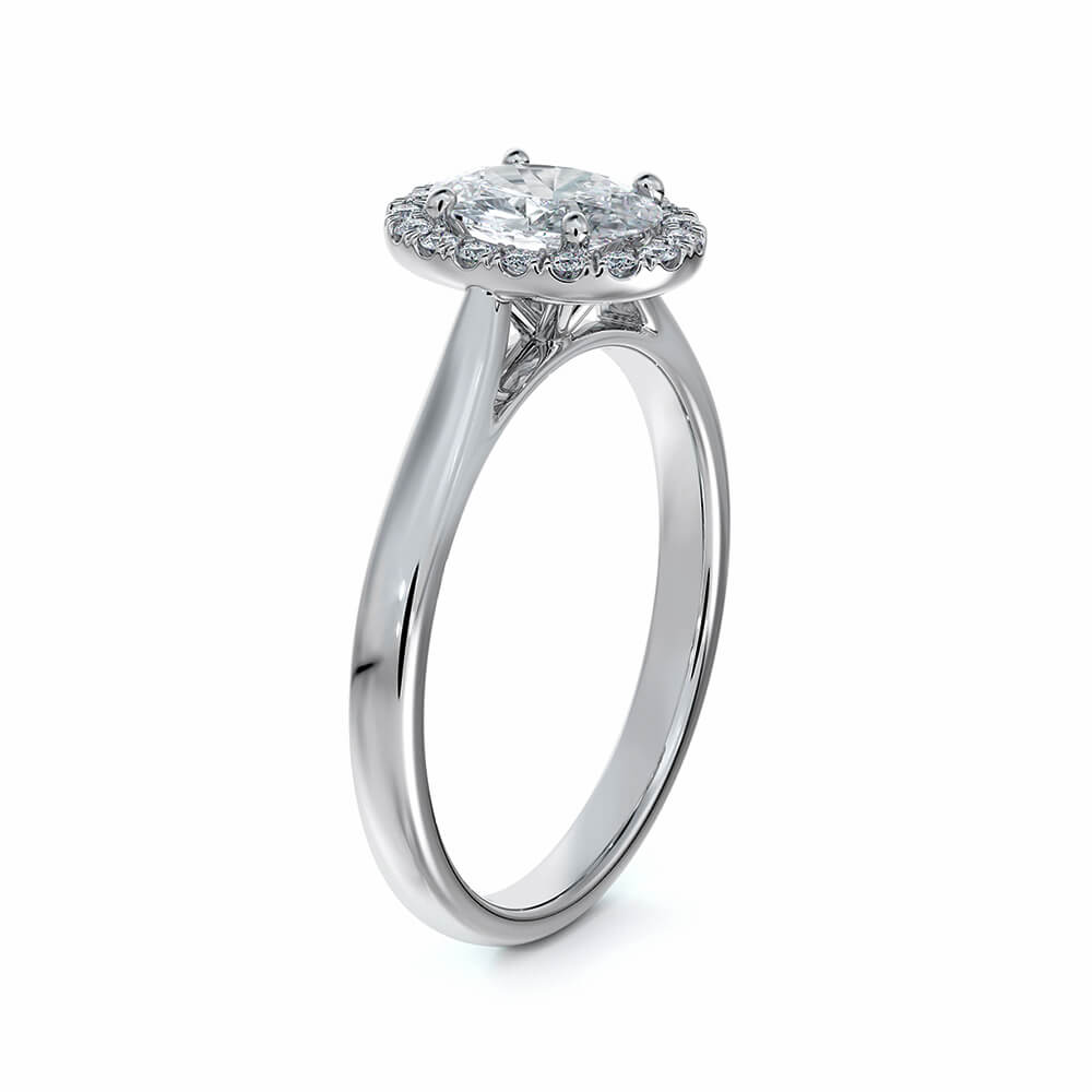 Halo Oval Cut Moissanite Gold Engagement Ring