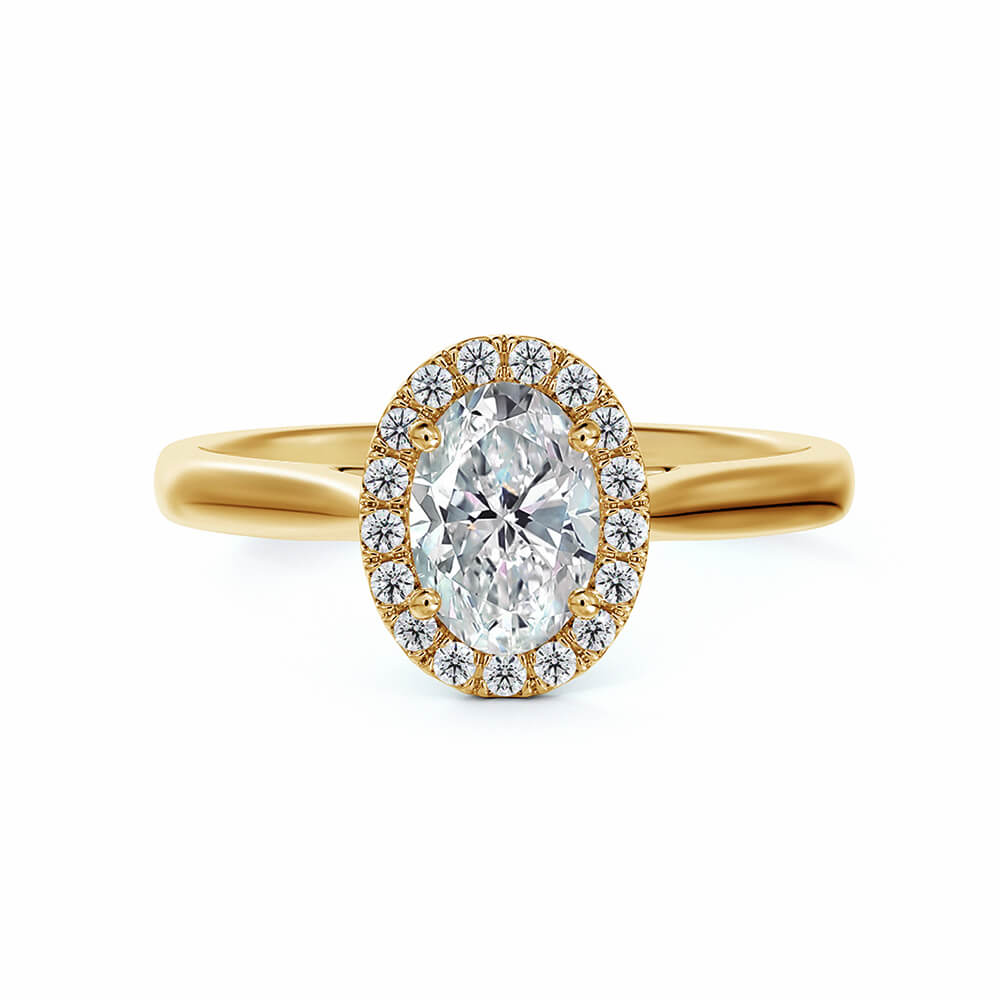 Halo Oval Cut Moissanite Gold Engagement Ring