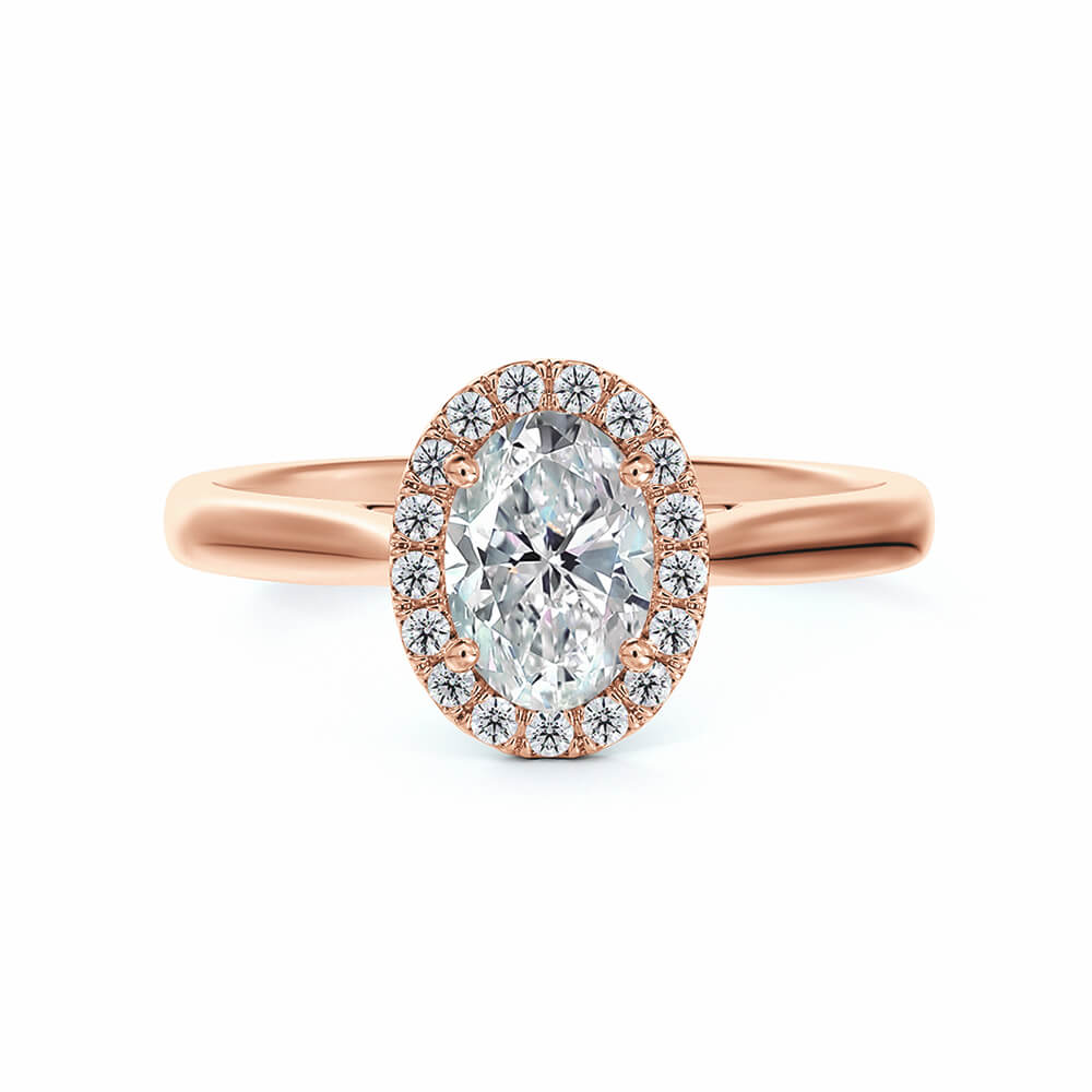 Halo Oval Cut Moissanite Gold Engagement Ring