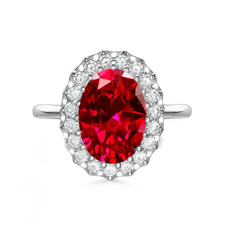 Halo Oval Cut Sapphire Sterling Silver Ring