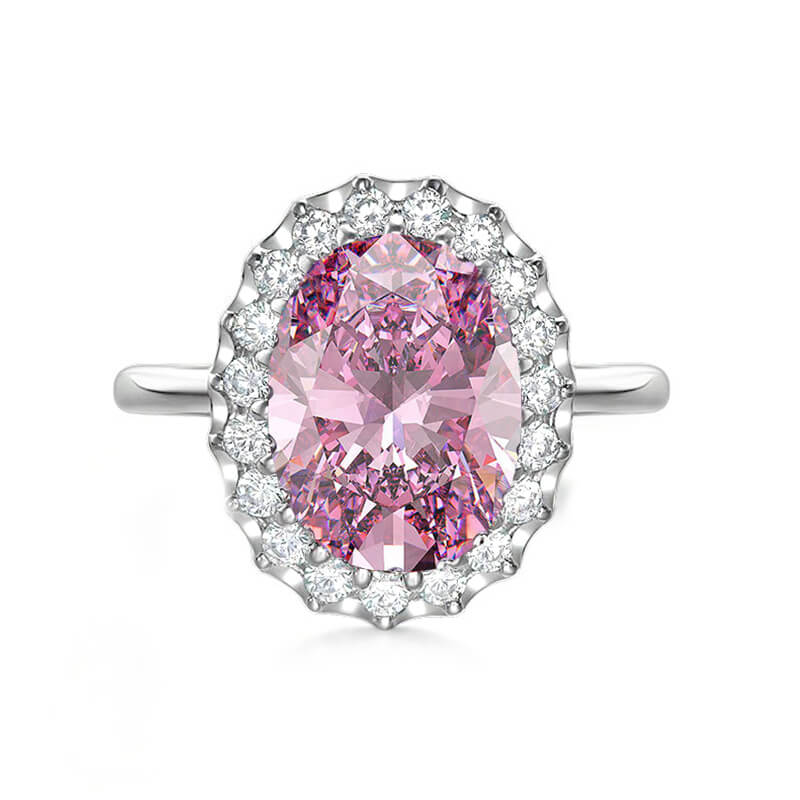 Halo Oval Cut Sapphire Sterling Silver Ring