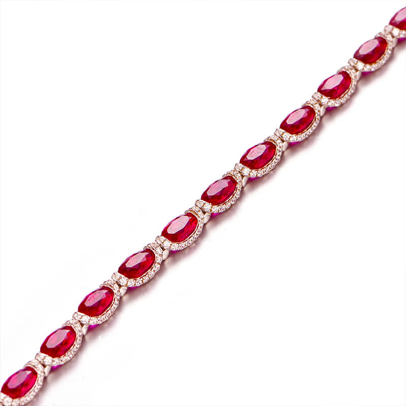 Halo Oval Gemstones Tennis Bracelet In Sterling Silver