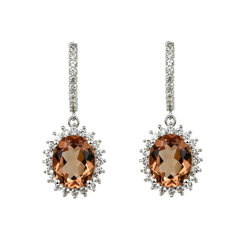 Halo Oval Zultanite Diaspore Drop Earrings In Sterling Silver