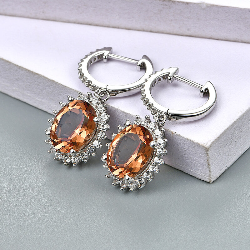 Halo Oval Zultanite Diaspore Drop Earrings In Sterling Silver