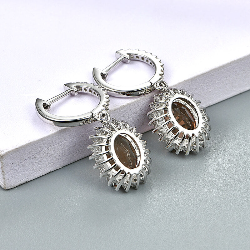 Halo Oval Zultanite Diaspore Drop Earrings In Sterling Silver