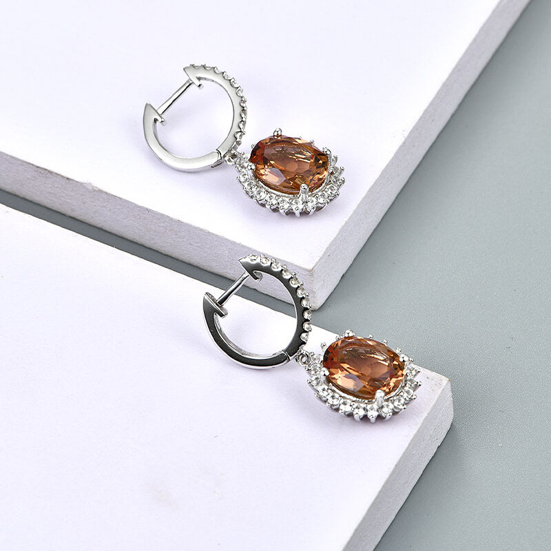 Halo Oval Zultanite Diaspore Drop Earrings In Sterling Silver