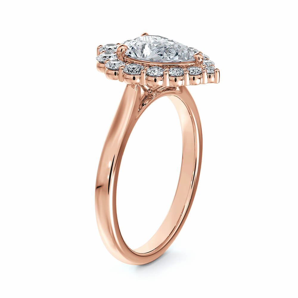 Halo Pear Cut Moissanite Gold Engagement Ring
