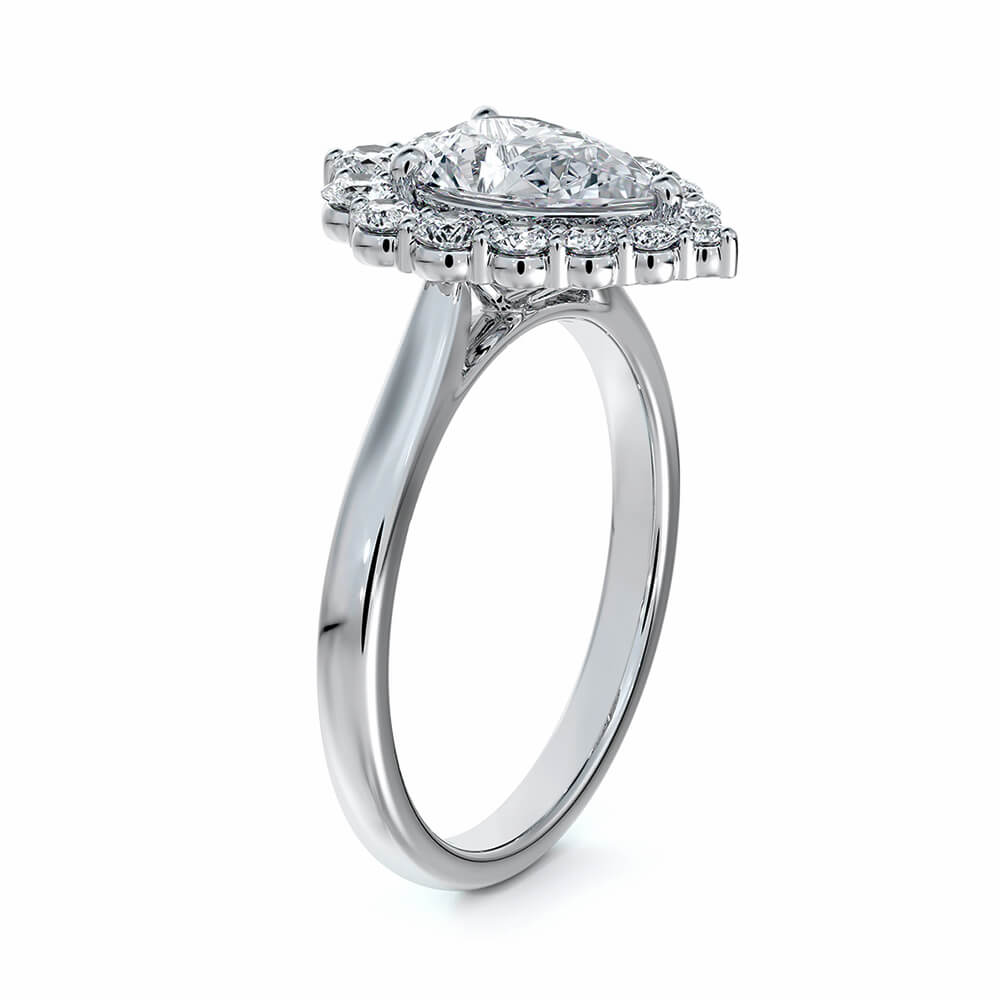 Halo Pear Cut Moissanite Gold Engagement Ring