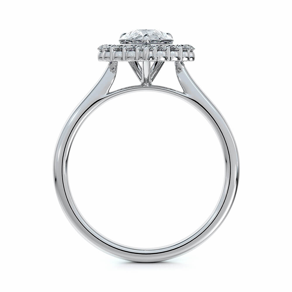 Halo Pear Cut Moissanite Gold Engagement Ring