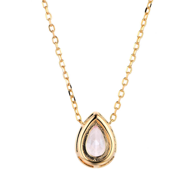 Halo Pear Cut Pink Corundum Sterling Silver Necklace