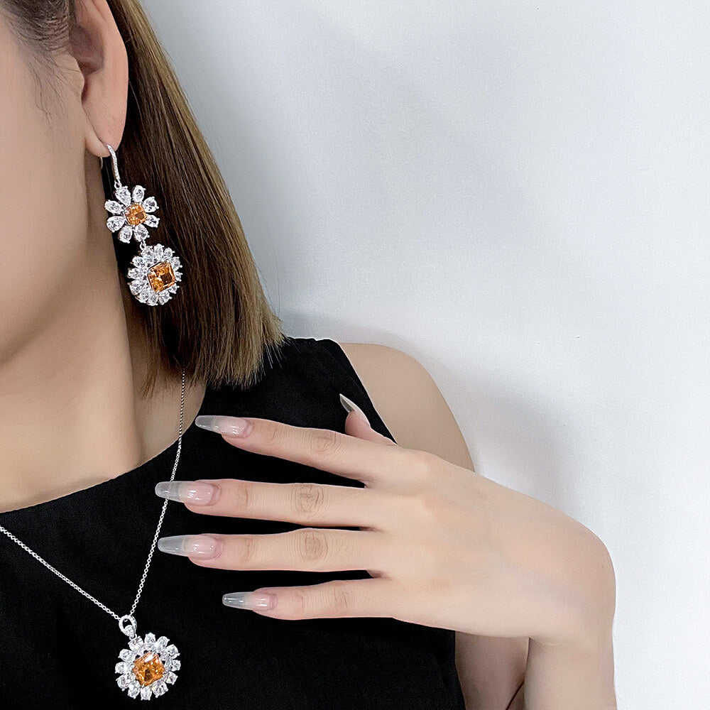 Halo Princess Lab-Sapphire Sterling Silver Drop Earrings
