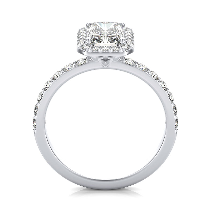 Halo Radiant Cut Moissanite Pave Engagement Ring