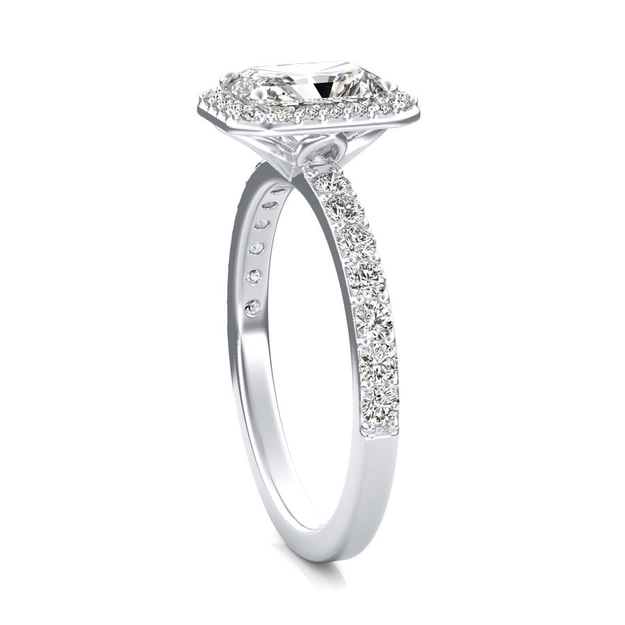 Halo Radiant Cut Moissanite Pave Engagement Ring