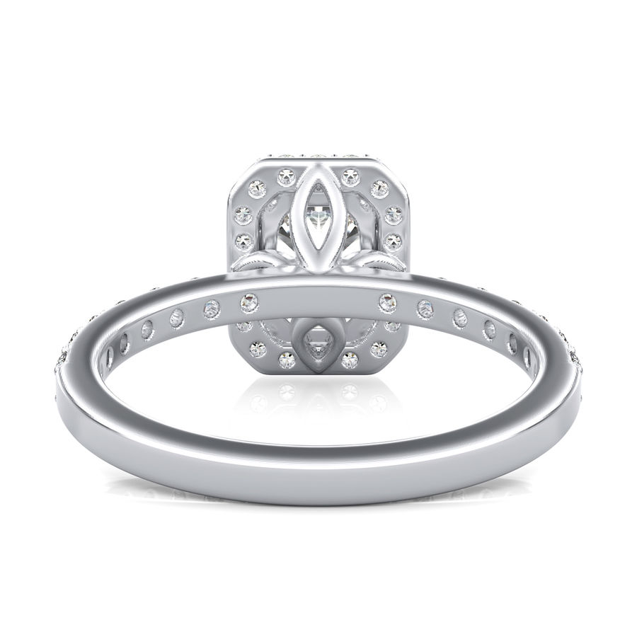 Halo Radiant Cut Moissanite Pave Engagement Ring