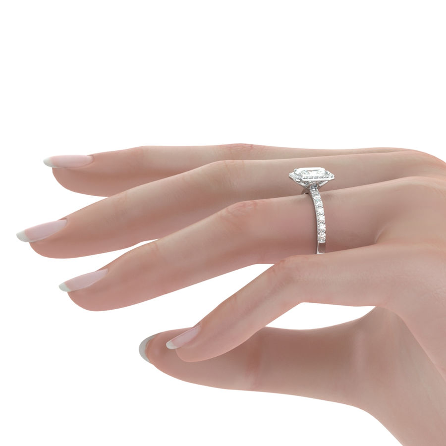 Halo Radiant Cut Moissanite Pave Engagement Ring