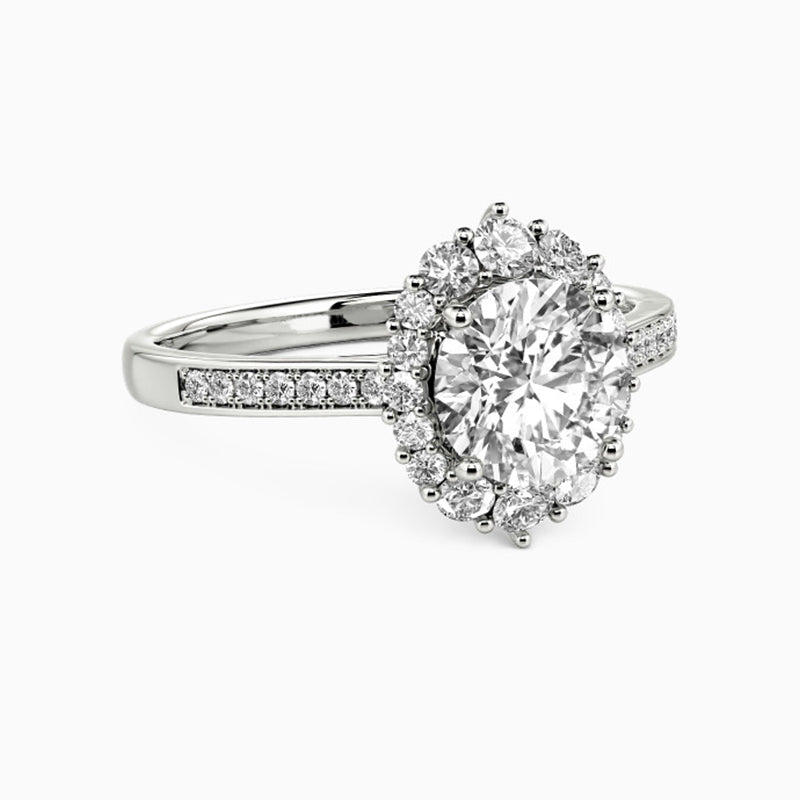Halo Round Moissanite Channel Set Engagement Ring