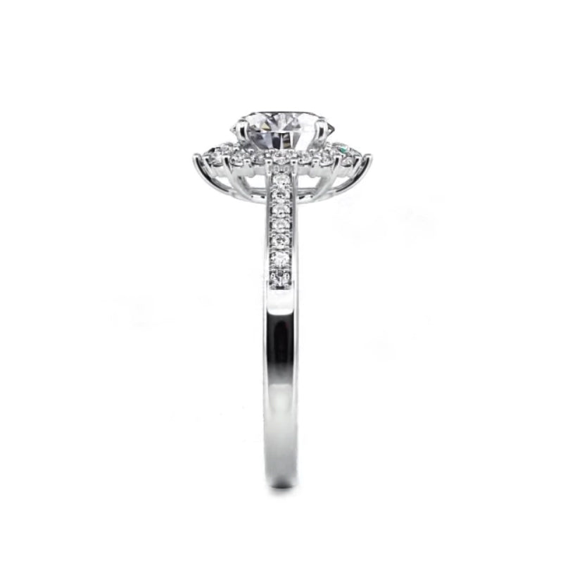 Halo Round Moissanite Channel Set Engagement Ring
