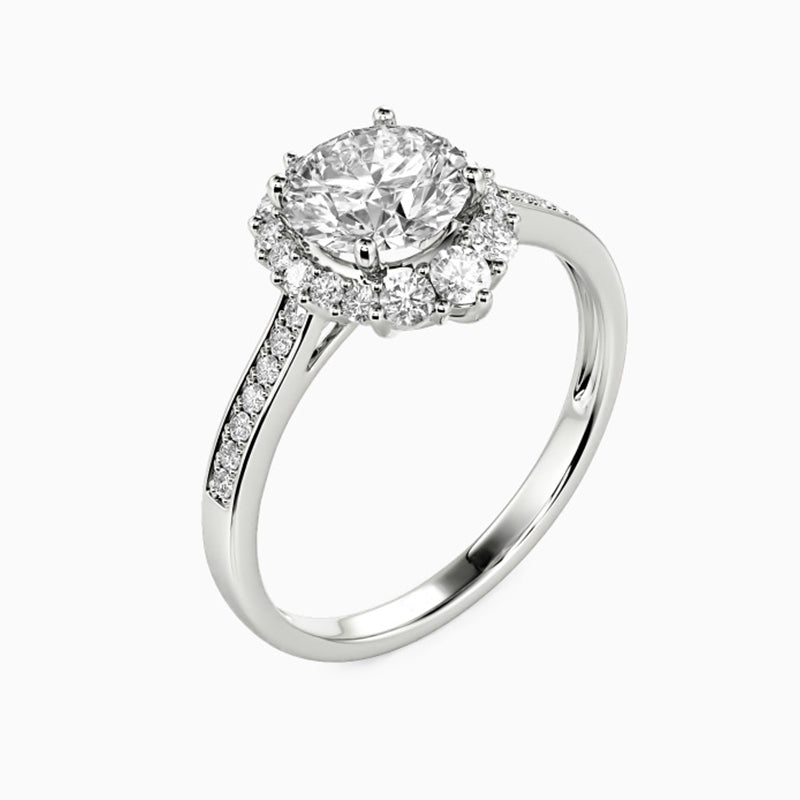Halo Round Moissanite Channel Set Engagement Ring