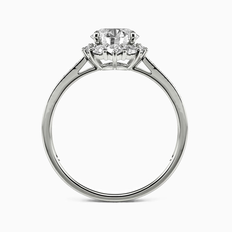 Halo Round Moissanite Channel Set Engagement Ring