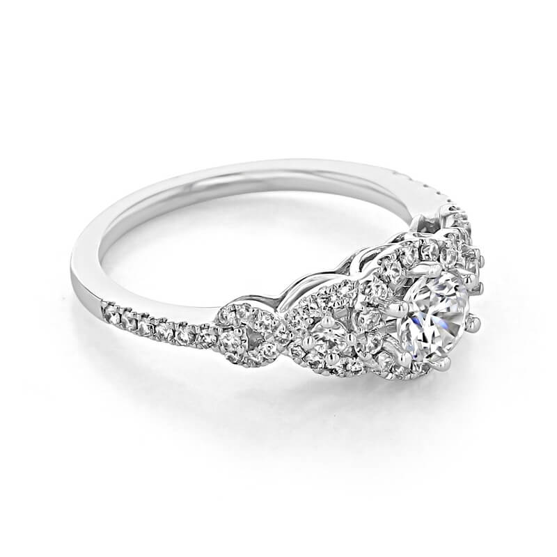 Halo Round Moissanite Infinity Accents Pave Engagement Ring