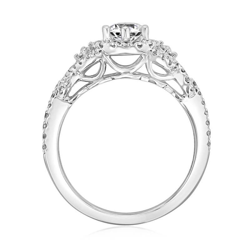 Halo Round Moissanite Infinity Accents Pave Engagement Ring