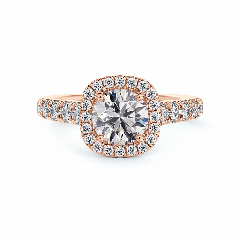 Halo Round Moissanite Pave Gold Engagement Ring