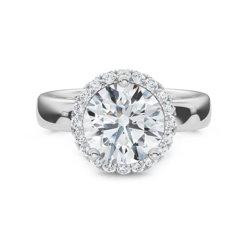 Halo Round Moissanite Wide Band Engagement Ring