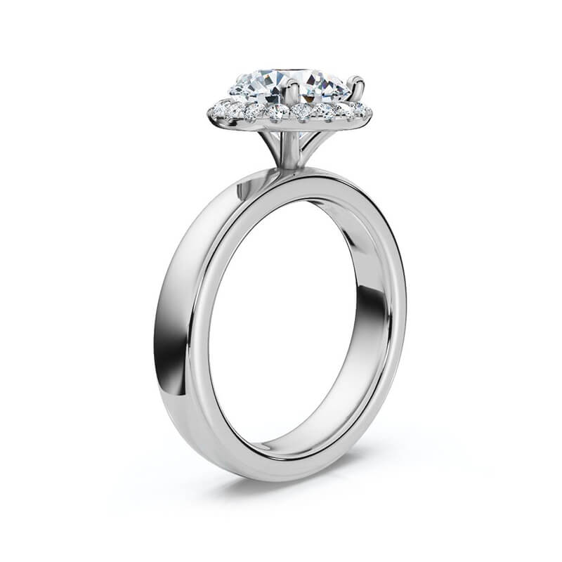 Halo Round Moissanite Wide Band Engagement Ring
