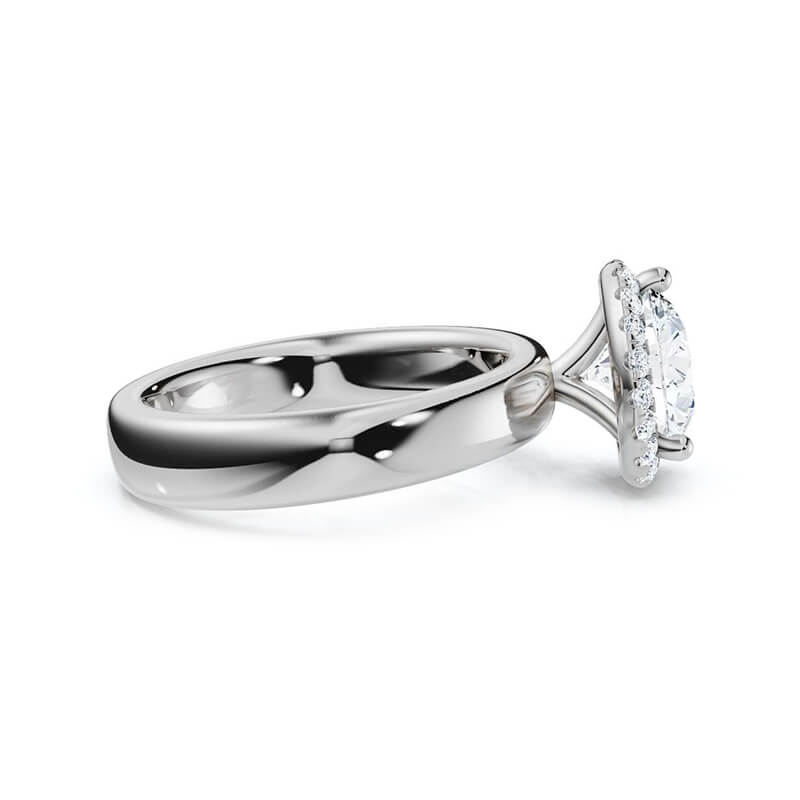 Halo Round Moissanite Wide Band Engagement Ring