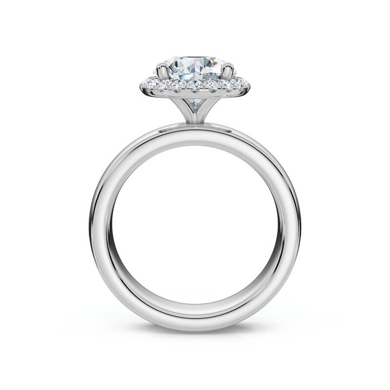 Halo Round Moissanite Wide Band Engagement Ring