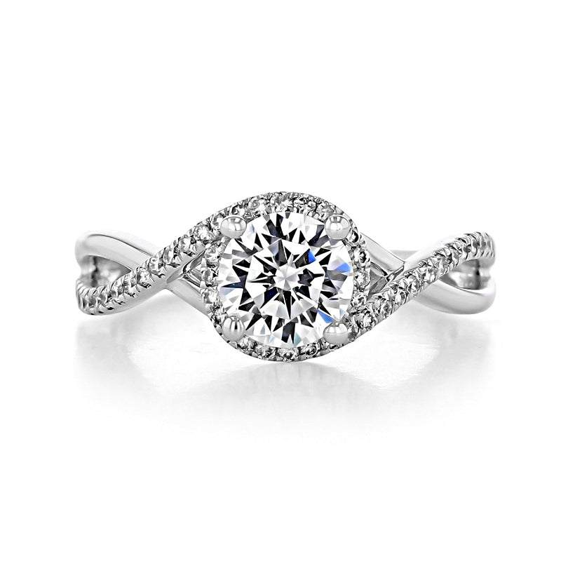 Halo Twisted Moissanite Crisscross Pave Engagement Ring