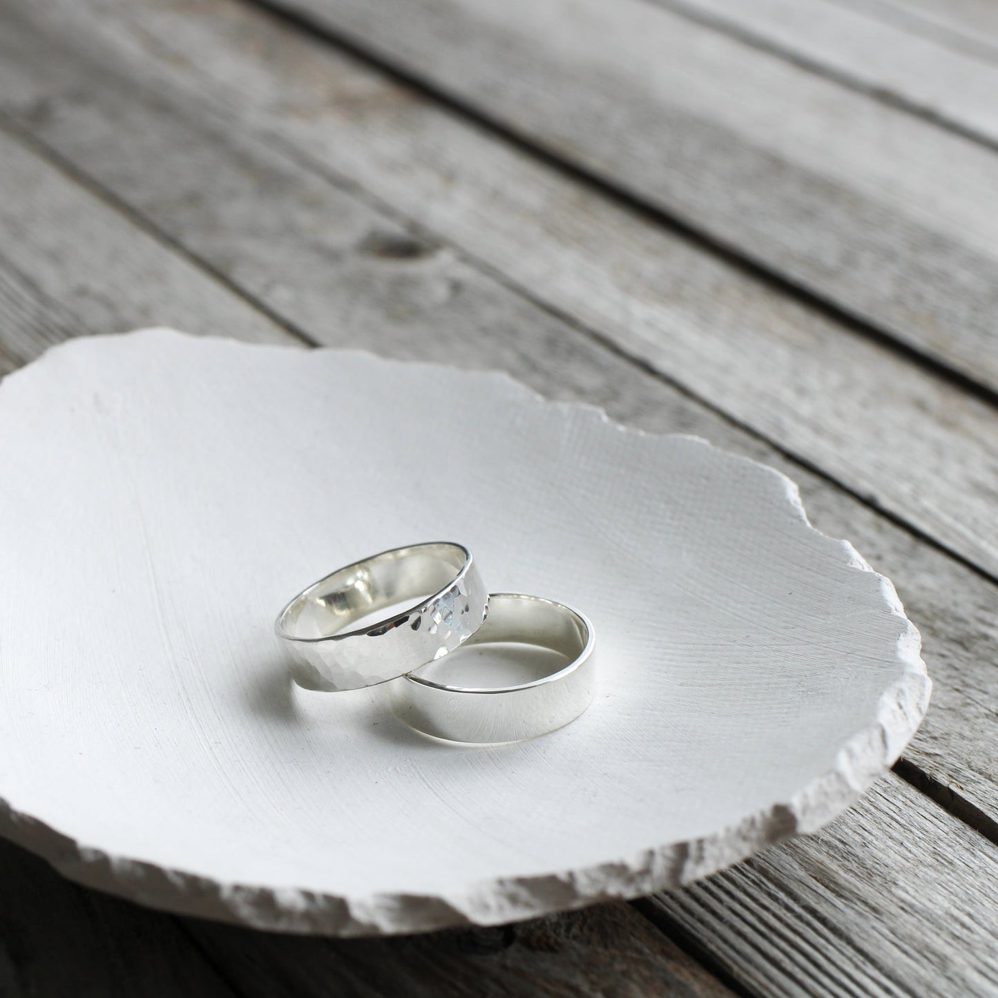 Hammered 6mm wide silver ring