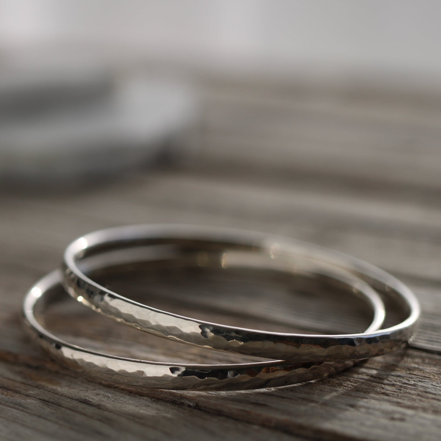 Hammered silver bangle