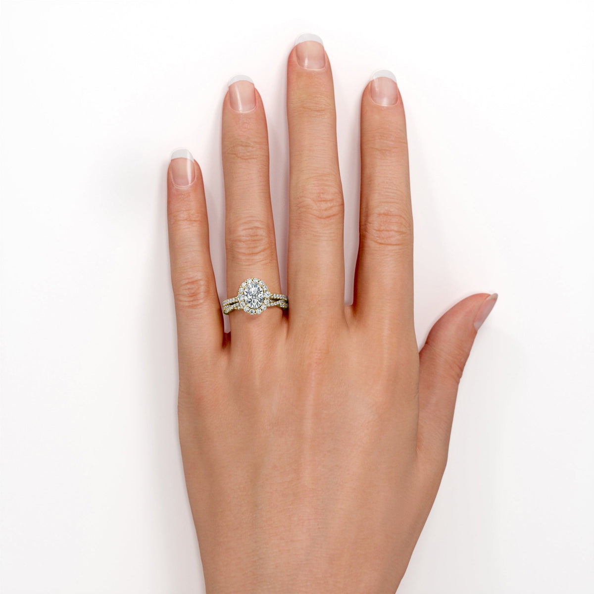 Halo 2 Carat Oval Cut Moissanite Bridal Set