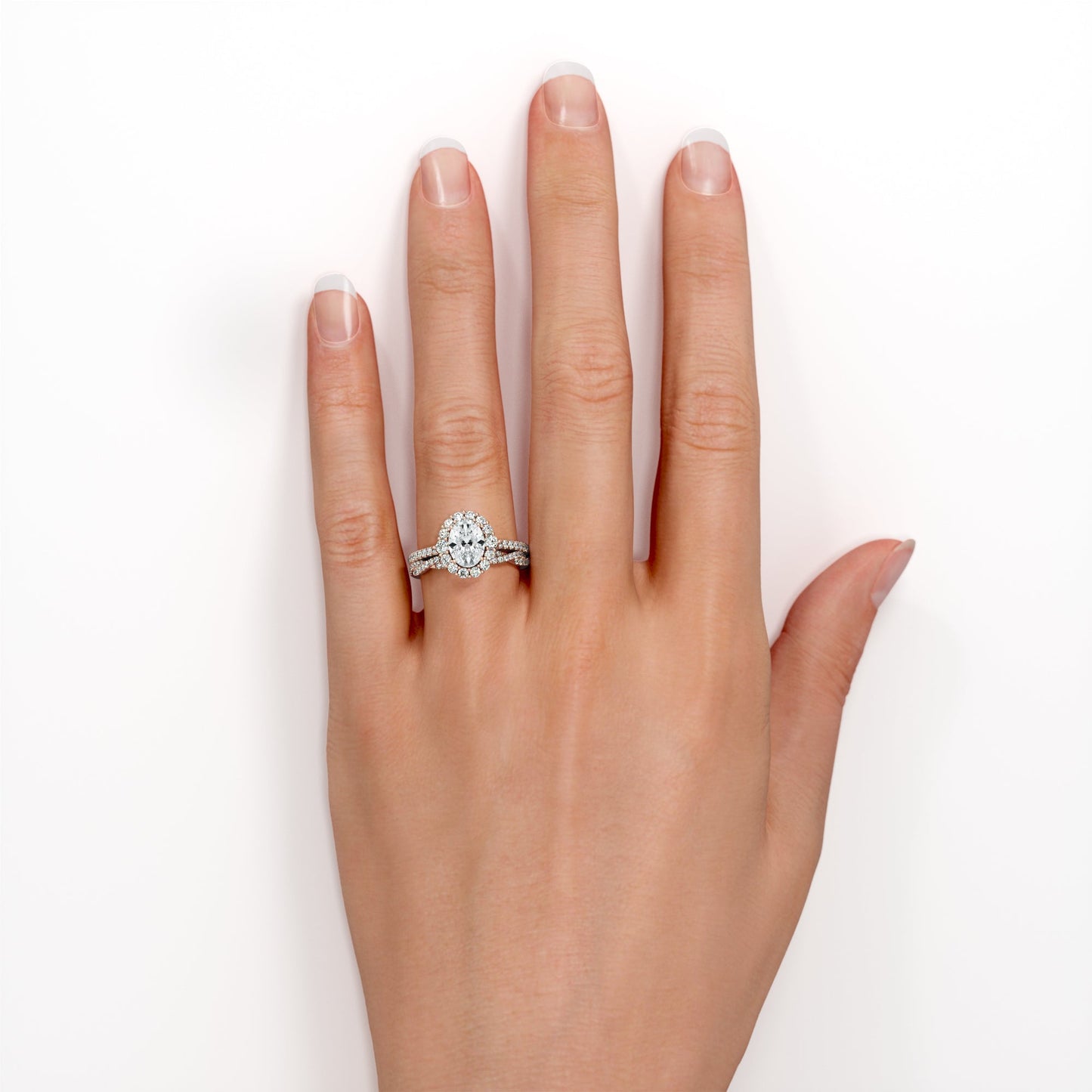 Halo 2 Carat Oval Cut Moissanite Bridal Set